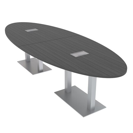Skutchi Designs 45 in W, 144 in L, 29 in H, Engineered Wood Top, Grey HAR-OVL-46X143-DOU-ELEC-ASIANNIGHT
